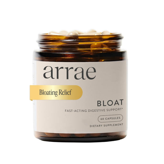 Arrae Bloat bottle front for post-meal comfort