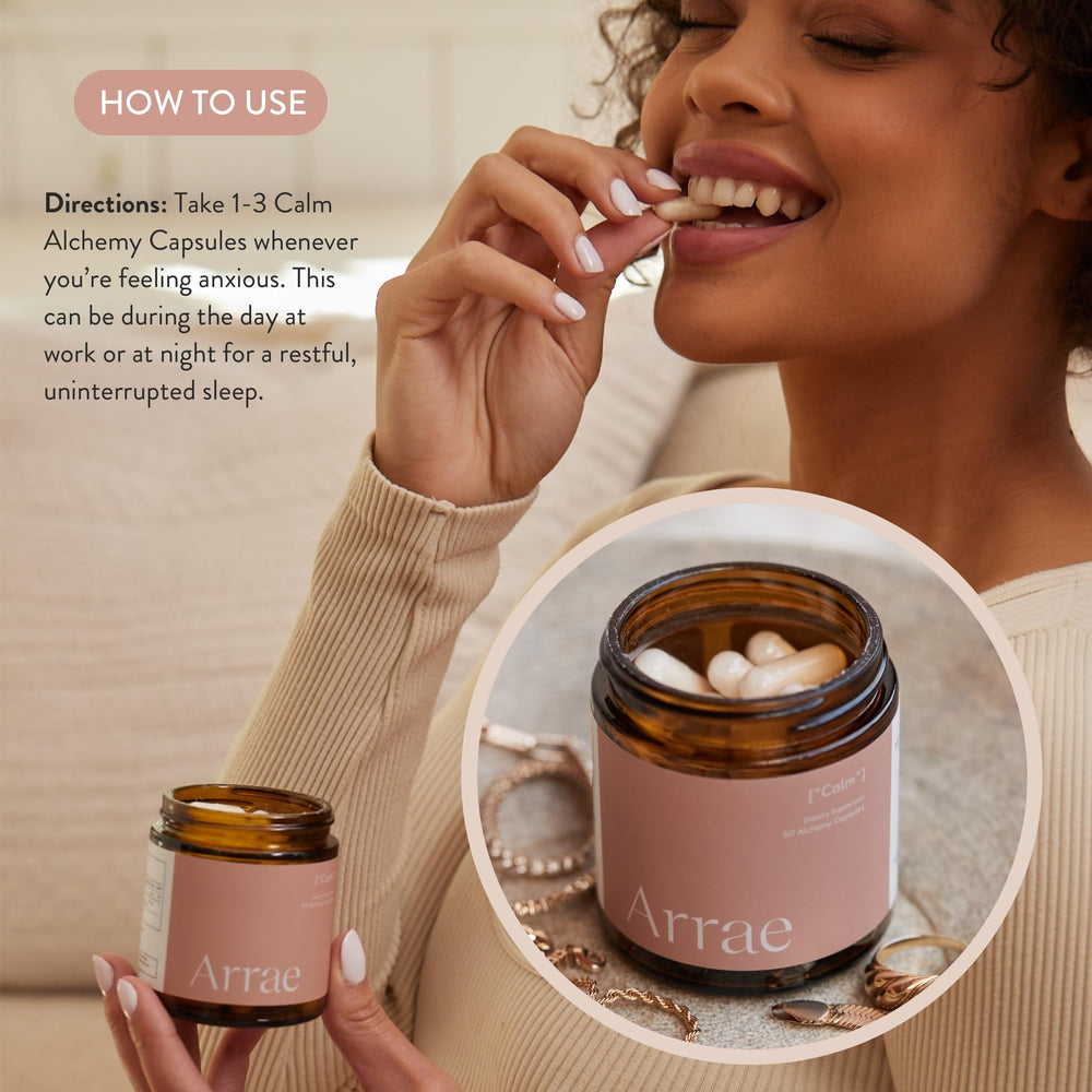 Arrae Calm packaging box showing vegan and gluten-free certification