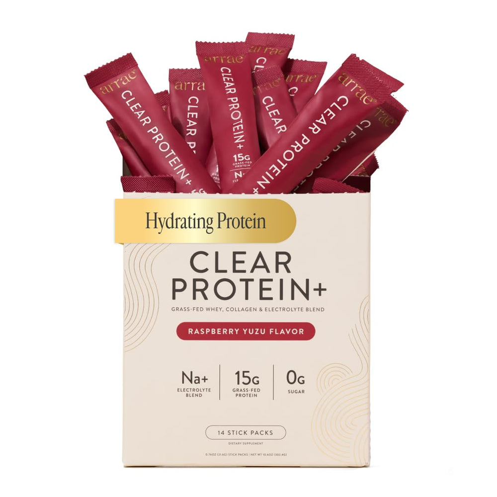 Arrae Clear Protein bottle being poured for a refreshing shake