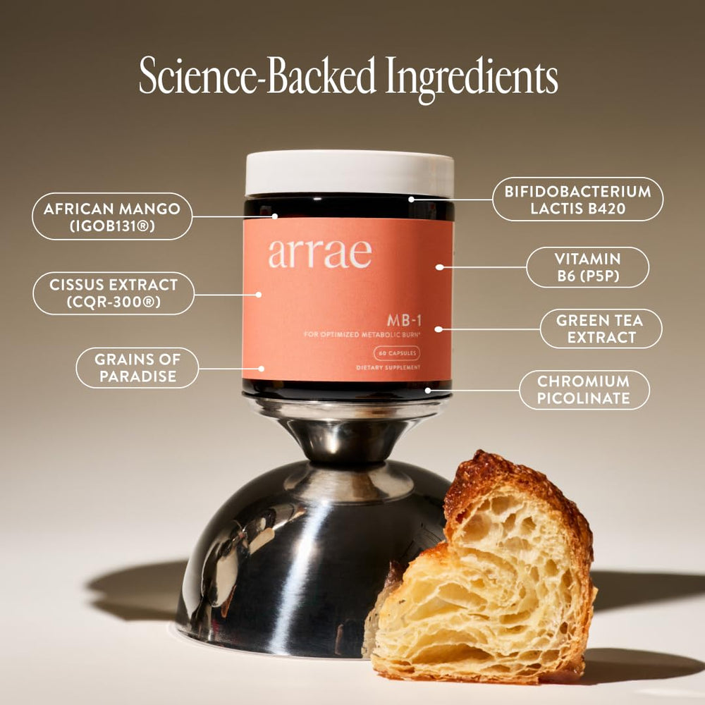 Arrae MB-1 grains of paradise ingredient visible for natural appetite balance.