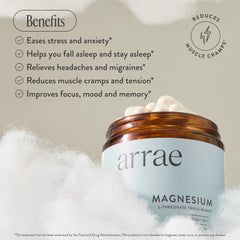 Arrae sleep scene promotes restful evenings with magnesium support.