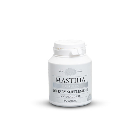 ART OF NATURE MASTIHA capsule bottle cap highlighting natural digestive support