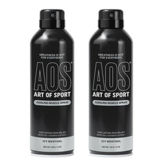 Art of Sport Muscle Relief Spray bottle delivers cooling relief for sore muscles and joints.