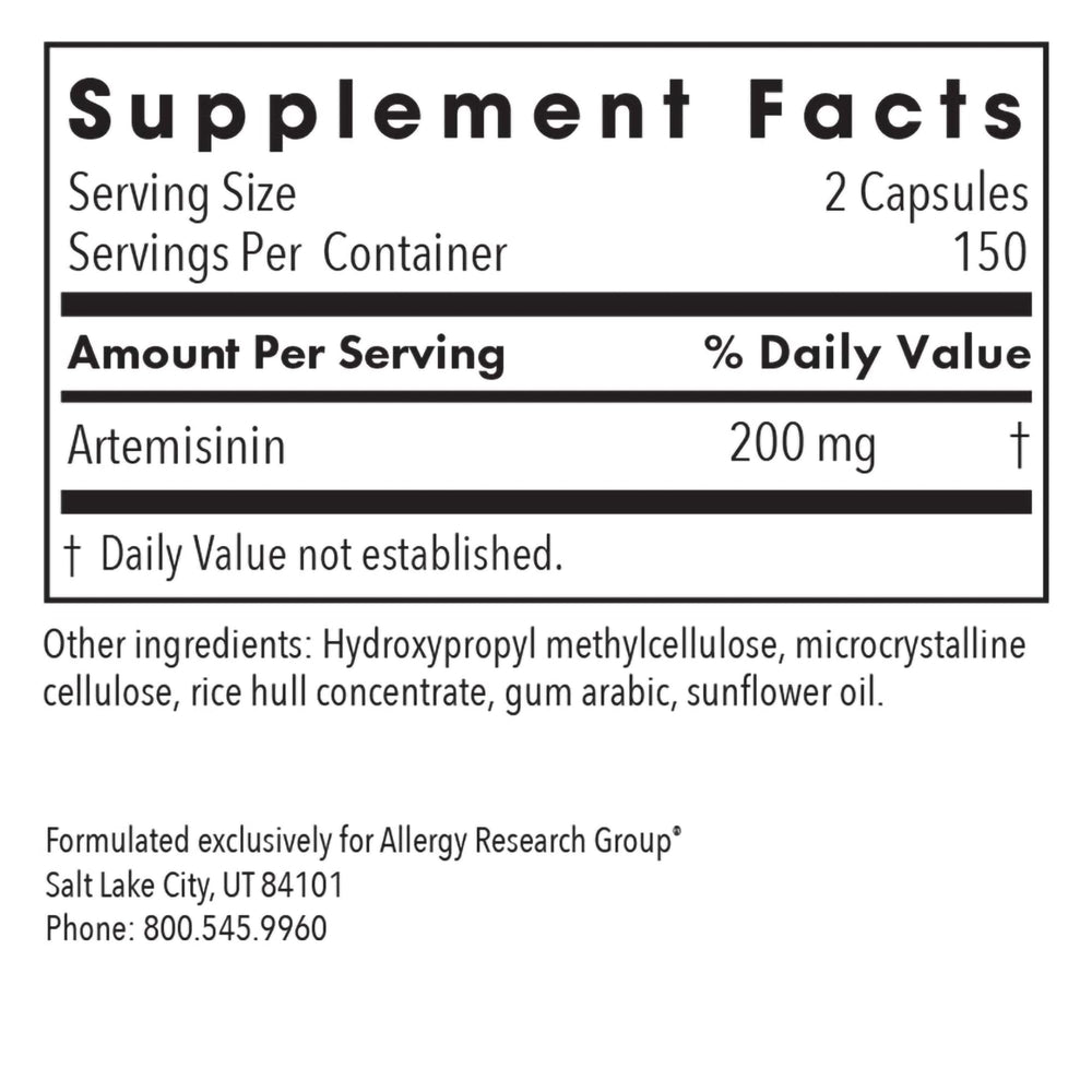 Artemisinin concentrated extract graphic indicating 200 mg per serving.
