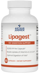 Lipagest by Arthur Andrew Medical bottle front supports efficient fat digestion.