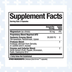 Neprinol AFD bottle back label with ingredients and certifications