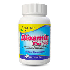 Arymar Diosmin Plus 500 bottle front view highlighting circulatory support.