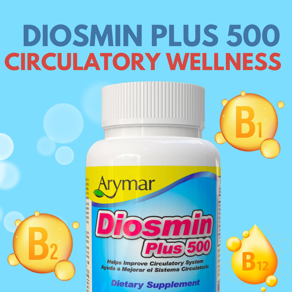 Arymar Diosmin Plus 500 tablets close-up showing uniform pills for easy daily use.