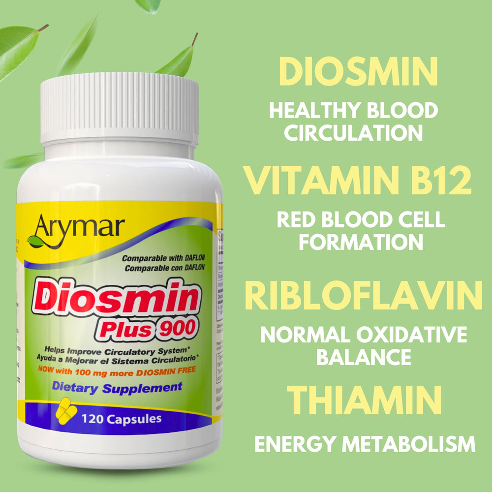 Arymar Diosmin Plus 900 packaging box displays authenticity seal.