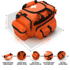 ASA TECHMED First Aid Responder bag orange side view showing organized pockets
