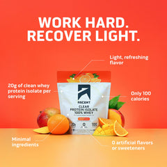 Ascent Clear Whey Orange Mango glass ready for a fruity shake after training