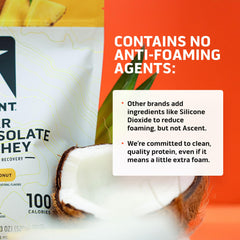 Ascent Clear Whey Pineapple Coconut being poured for a fruity post-workout drink.