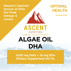 Close-up of the Ascent Nutrition label highlighting vegan organic ingredients.