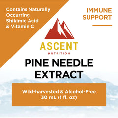 Ascent Nutrition Pine Needle Extract dropper dispense enables easy, alcohol-free dosing