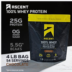 Ascent whey protein scoop showing precise portioning.