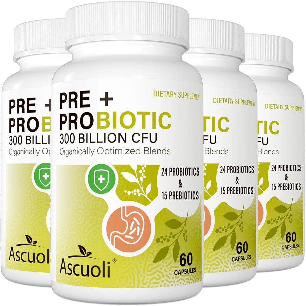Ascuoli Probiotics 300 Billion CFU bottle promotes balanced digestion and daily immune support