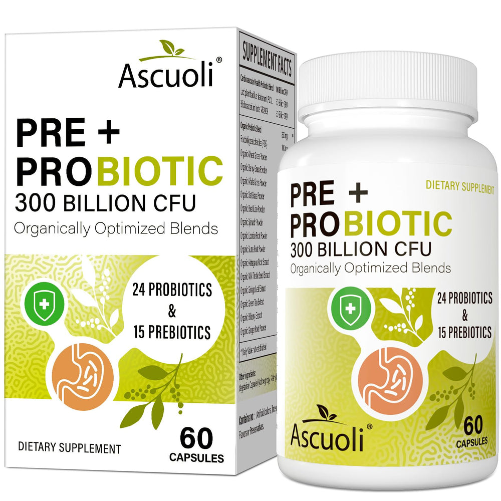 Ascuoli Probiotics bottle – convenient daily gut balance support in a clean packaging.