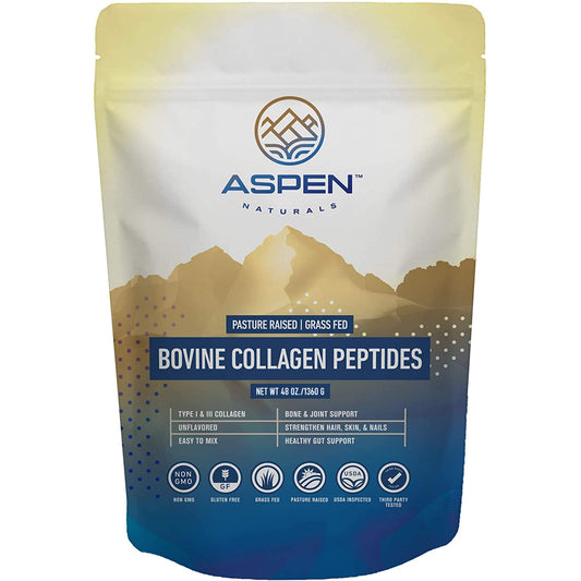 Aspen Naturals grass-fed collagen bottle pour for easy drink mixing
