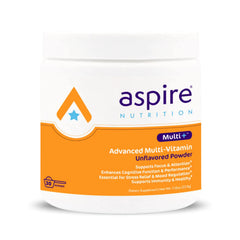 Aspire Nutrition Multi+ unflavored powder tub for daily wellness support