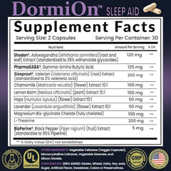 AsPray DormiOn capsules close-up highlighting vegan, non-habit forming formula.