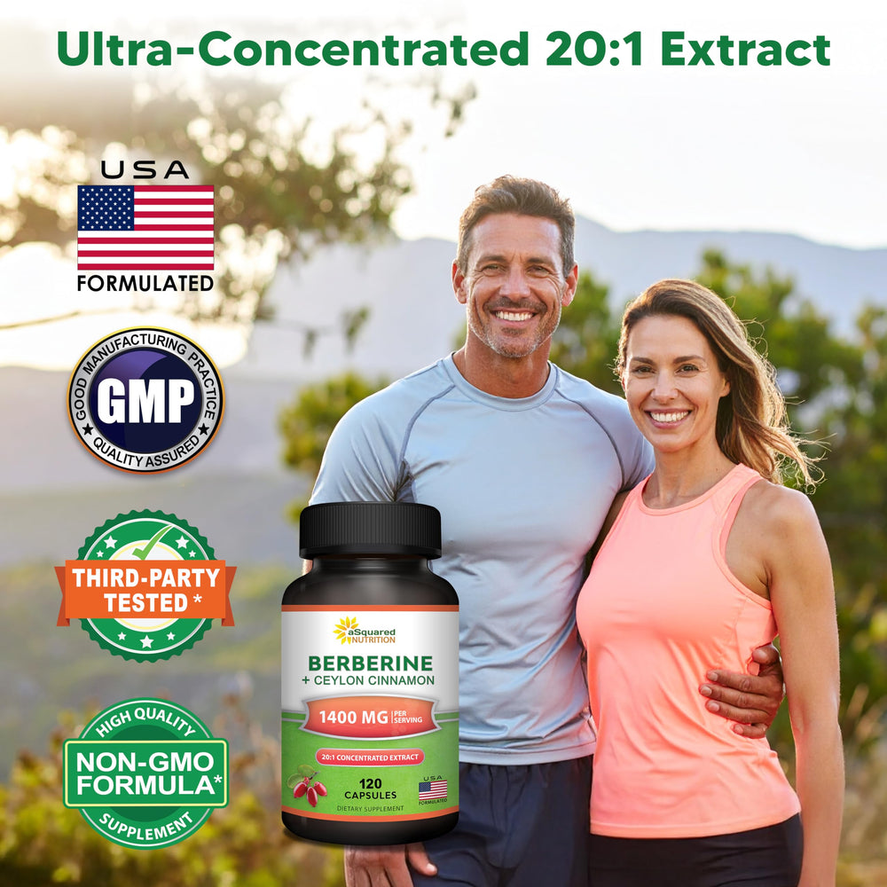 aSquared Nutrition Berberine Cinnamon capsules closeup showing easy-to-swallow veggie capsules