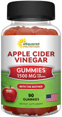 aSquared Nutrition ACV gummies bottle showcasing 1500mg per serving for everyday wellness.