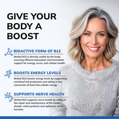 asquared nutrition b12 5000mcg pouring tablets into hand for daily use