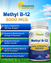 asquared nutrition b12 5000mcg tablet side view shows compact daily dose