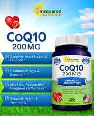 aSquared Nutrition CoQ10 capsules neatly arranged for vegan supplement routine