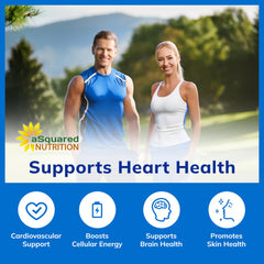 aSquared Nutrition CoQ10 heart-health infographic highlighting possible cardiovascular support