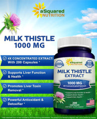 asquared Nutrition milk thistle capsules pour for easy daily dosing.