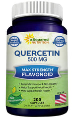 aSquared Nutrition Quercetin 500mg bottle pouring capsules for daily immune support potential