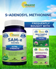 aSquared Nutrition SAM-e 400mg Made in USA label on bottle
