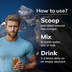 aSquared Nutrition Shilajit Resin dissolves easily in water or juice for daily use.