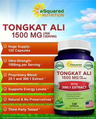 aSquared Nutrition Tongkat Ali 300:1 extract highlights concentrated support.