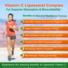 aSquared Nutrition Vitamin C Liposomal Complex label highlighting 1500mg per serving