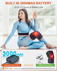 Astarexin knee brace touchscreen control showing heat and timer options.