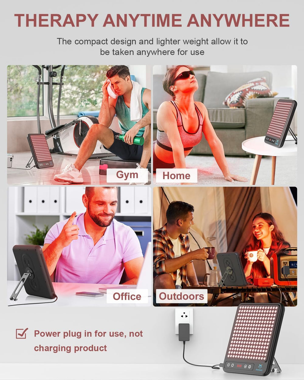 Astarexin red light panel with detachable stand shows adjustable positioning.