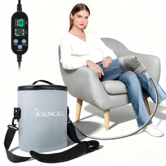 ASUNCELL portable ice therapy machine with full knee brace for targeted cold therapy and swelling relief.