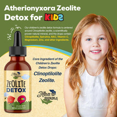 Atherionyxora Zeolite Detox for Kids dropper close-up for precise dosing.