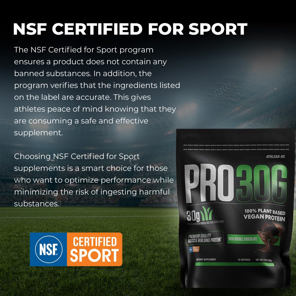 ATHLEAN-RX PRO-30G NSF-certified badge signals trusted sports nutrition.