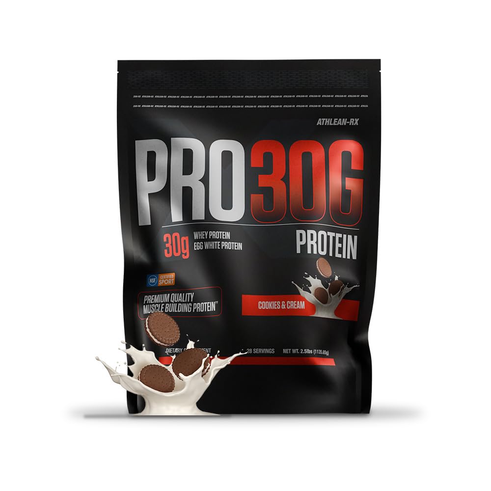 ATHLEAN-X PRO-30G whey protein powder front label showing cookies and cream flavor