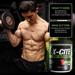 AthLEAN-RX X-CITE Sour Gummy Bear flavor visuals highlighting taste.