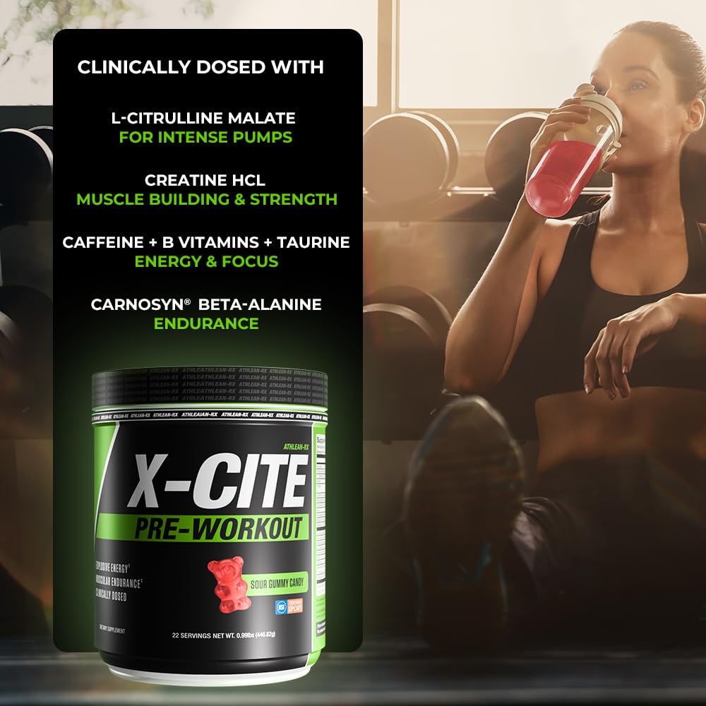 AthLEAN-RX X-CITE label closeup highlighting natural ingredients.