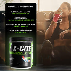 ATHLEAN-RX X-CITE label view highlighting ingredients and NSF certification