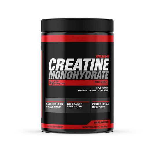 ATHLEAN-X X-CREATINE tub front label highlighting the pure micronized creatine for athletes
