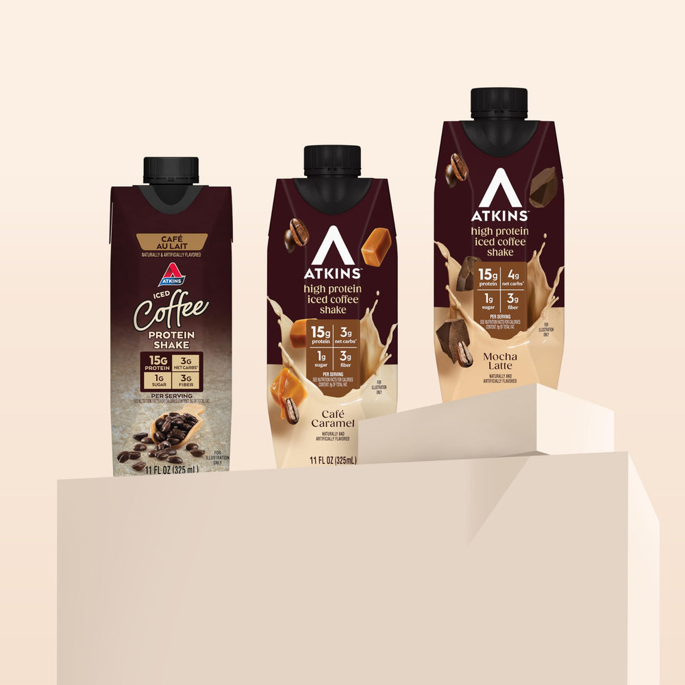 Atkins Coffee Lovers gluten-free label; fits gluten-free routines.