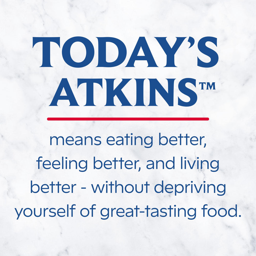 Atkins Endulge nutrition facts panel shown beside for quick sugar and net carbs awareness.