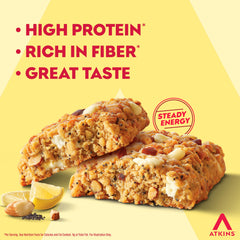 Atkins Lemon Poppy Seed Soft Baked Bar ingredients and fiber-rich profile