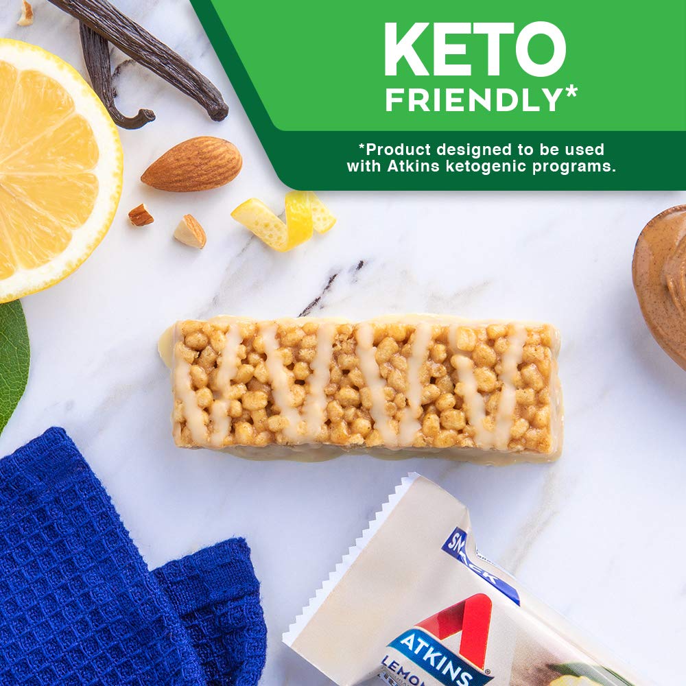 Gluten-free symbol displayed with Atkins Lemon Bar.